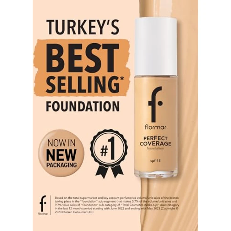 Flormar Perfect Coverage Foundation, 30 ml, matte Textur mit hoher Deckkraft für einen makellosen Teint, Farbton SOFT BEIGE – Bild 8