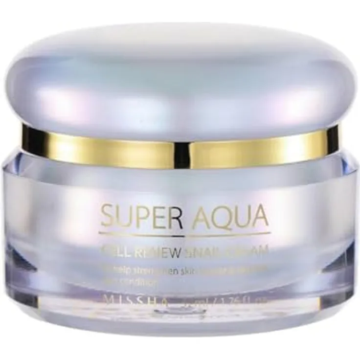 MISSHA Super Aqua Cell Renew Snail Cream, feuchtigkeitsspendende Gesichtscreme mit Schneckenextrakt