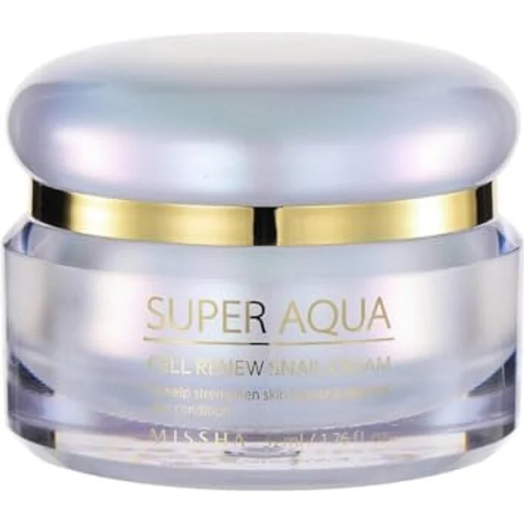 MISSHA Super Aqua Cell Renew Snail Cream, feuchtigkeitsspendende Gesichtscreme mit Schneckenextrakt