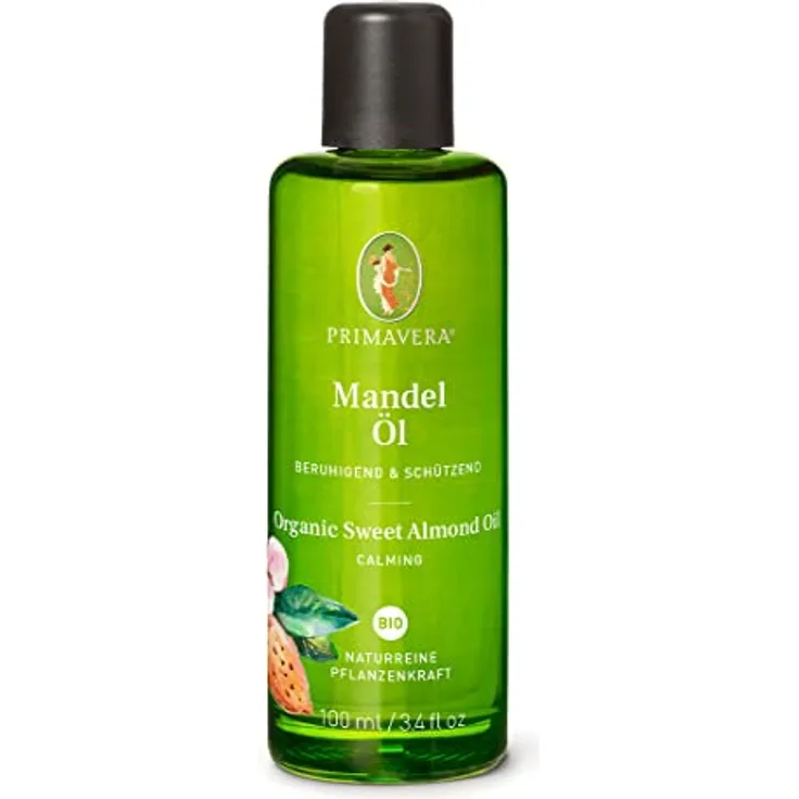 Primavera Mandel Öl Bio Organic Skincare, Beruhigendes Körperöl für sensible Haut, kaltgepresst, 100 ml