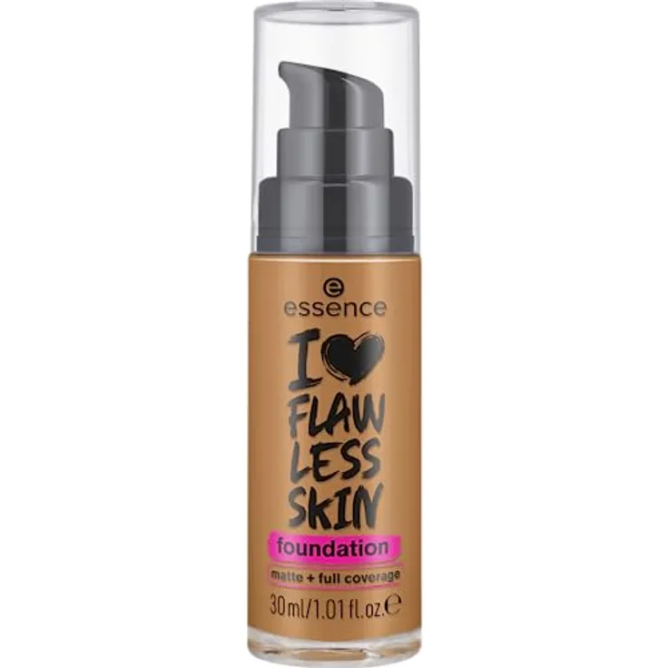 essence I LOVE FLAWLESS SKIN foundation, Nr. 130, Transparent, langanhaltend, mattierend, sofortiges Ergebnis, matt, vegan, ölfrei, UVA- und UVB-Filter + SPF 20, ohne Parfüm, 1er Pack (30ml)
