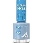 Manhattan Clean und Free Nail Polish, Fb. 152 Tidal Wave Blue, atmungsaktiver Nagellack, vegan, 8 ml