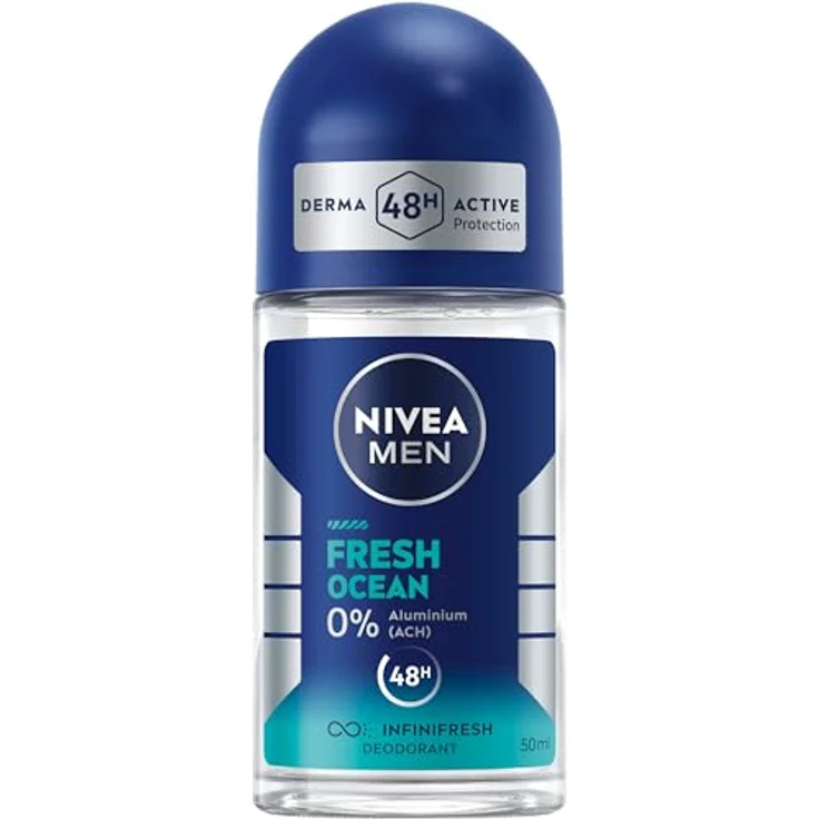 NIVEA MEN Fresh Ocean Deo Roll-On, aluminiumfreies Deodorant mit 48h Schutz, pflegende INFINIFRESH Formel und frischem Meeresduft, 50 ml – Bild 1