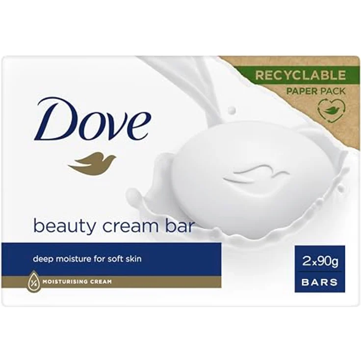 Dove Original Reinigungstablette, 1/4 Feuchtigkeitscreme, 2 x 90 g – für weiche Haut, ideal für Gesicht und Hände – Bild 2
