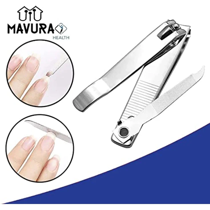 MHEALTH 3in1 Edelstahl Nagelzange Groß Nagelfeile Nagelhautschieber Nagelschneider Nagelzwicker Maniküre Pediküre für dicke & dünne Nägel 80mm – Bild 3