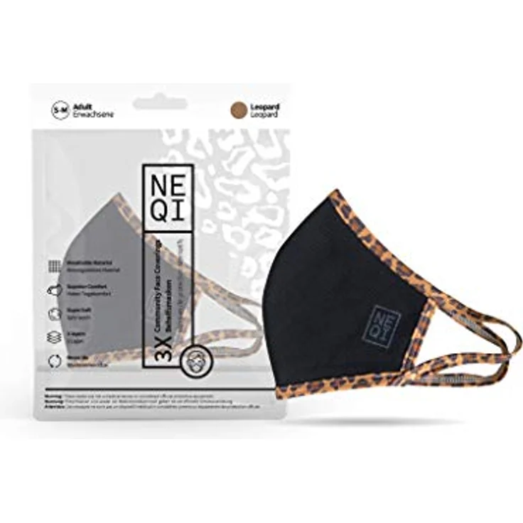 NEQI Mund- und Nasenmaske Black Leo 3.Stk - Größe S-M – Bild 3
