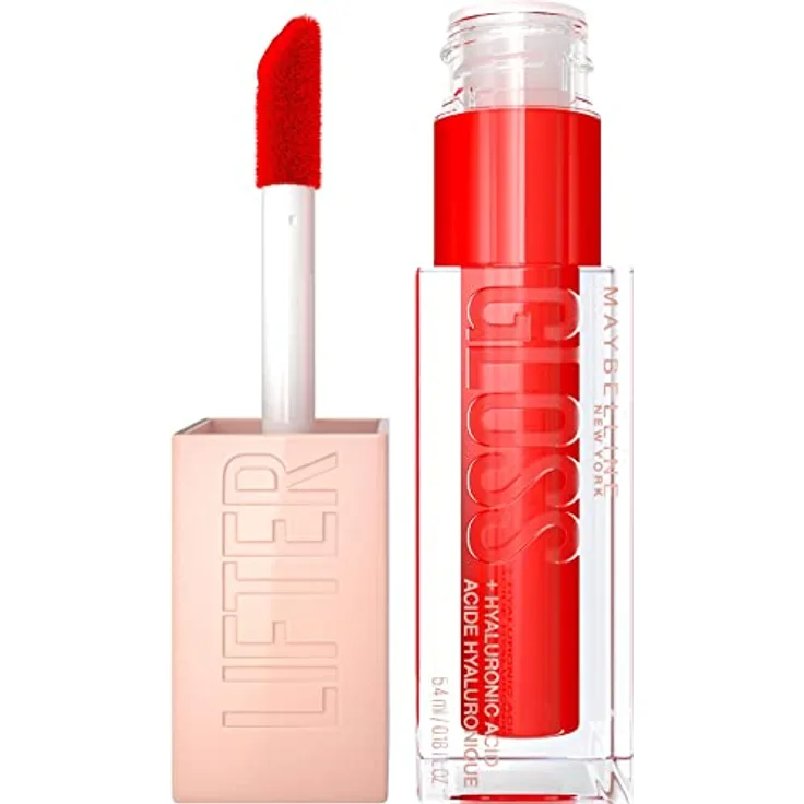 Maybelline New York Glänzender Lipgloss für voller wirkende Lippen, Feuchtigkeitsspendend, Mit Hyaluronsäure, Lifter Gloss Candy Drop, Farbe: Nr. 023 Liquorice (Rot), 1 x 5,4 ml