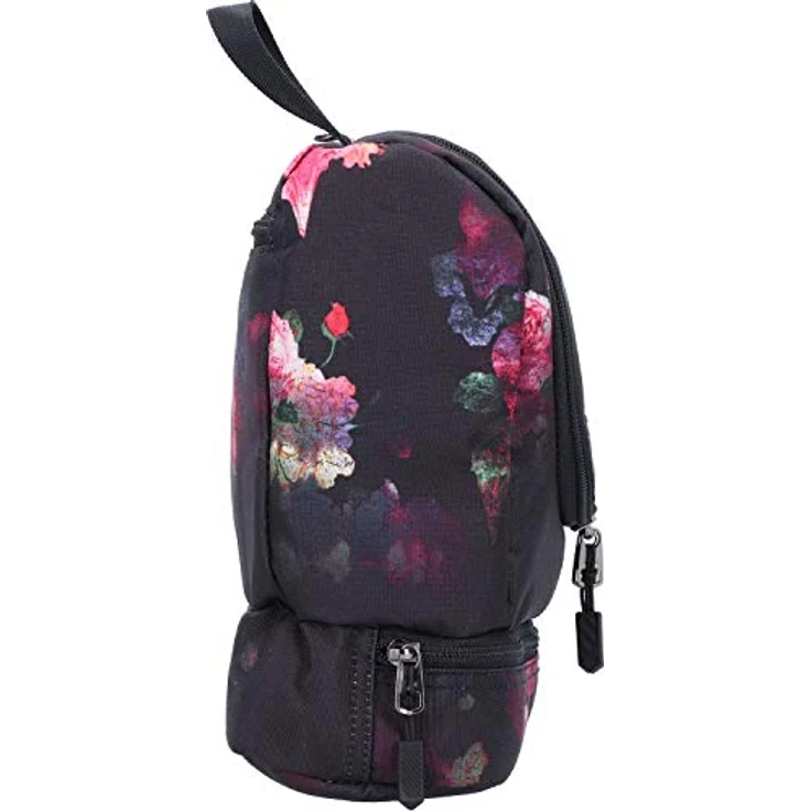 Travel Kit stylische Reisewaschtasche mit extra Bodenfach Kulturbeutel zum Aufhängen Kosmetiktasche mit vielen Staufächern für Reisen und Campen Toiletry Bag, 25x24x11 cm, Black Rose – Bild 3
