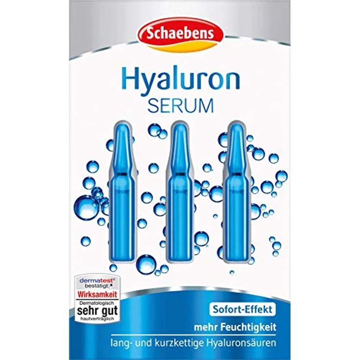 Schaebens Hyaluron Serum, 3 ml, hautfeuchtigkeitsspendend, glättet Trockenheitsfältchen, frei von Farbstoffen und Mineralölen