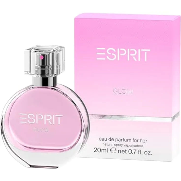 Esprit GLOW Parfüm Damen 20ml, Fruchtiges Eau de Parfum mit Grapefruit, Jasmin, Himbeere & Moschus, Rosé-Gold Flakon