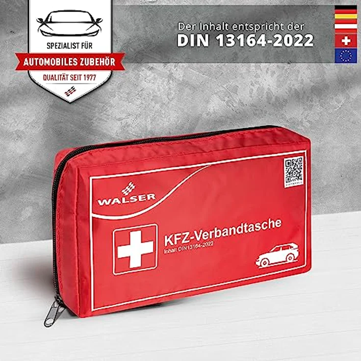 WALSER Erste Hilfe Set Auto, Verbandskasten Auto Auszeichnung Sehr Gut*, Auto Verbandskasten 2023, Erste Hilfe Kasten, Verbandskasten Auto 2023, Erste Hilfe Auto, KFZ Verbandkasten DIN 13164 rot – Bild 2