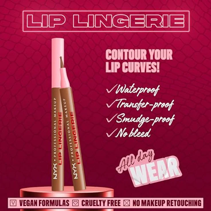 NYX Professional Makeup Lip Lingerie Lipliner Stain, wasserfester & wischfester Präzisions-Lipliner für langanhaltenden Nude-Stain, Farbe: Steamy Spice – Bild 2