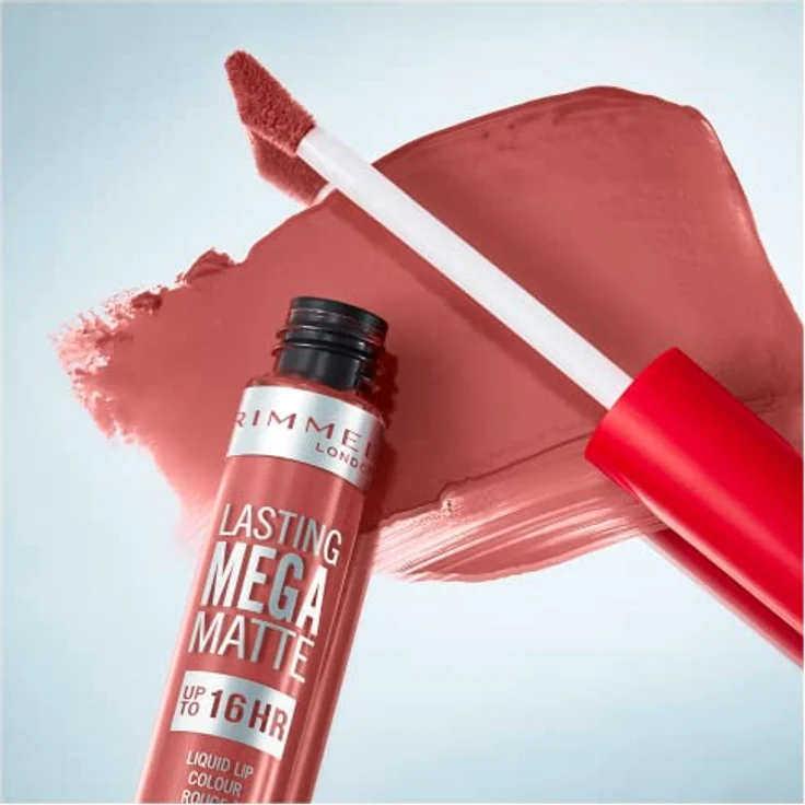 Rimmel London Lasting Mega Matte Lipstick Liquid Lipstick Long Lasting Moisturizing Formula Vegan 200 Pink Blink, 7.4ml – Bild 4