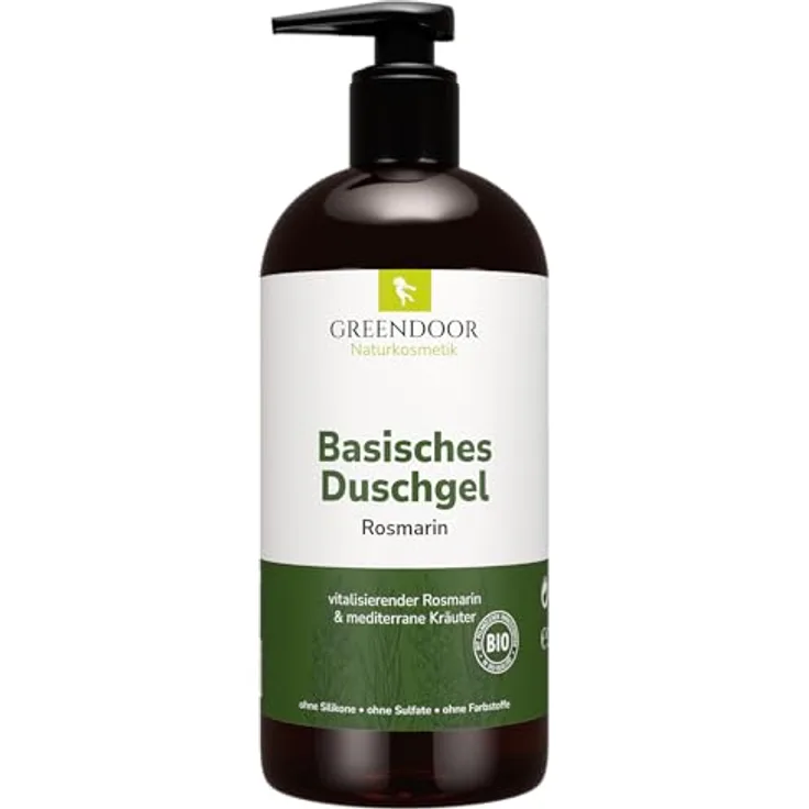 GREENDOOR Basisches Duschgel Rosmarin 250ml, biologisch abbaubar, vegan, ohne Silikone, Sulfate und Parabene