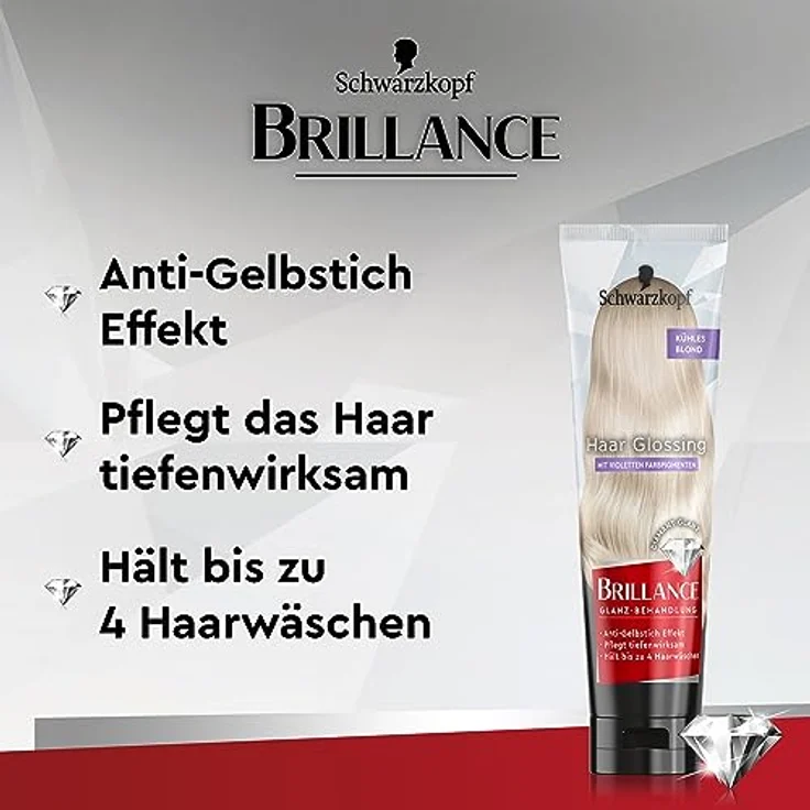Brillance Glanz-Behandlung, Haar Glossing Kühles Blond (1 x 150 ml), temporäre Haarfarbe, die wie eine Haarmaske angewendet werden kann, hält bis zu 4 Haarwäschen – Bild 3