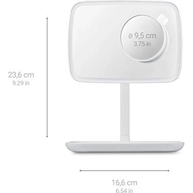 medisana CM 848 Kosmetikspiegel, Schminkspiegel mit LED-Beleuchtung, dimmbar, 5 und 10-fach Zoom, 360° Schwenkfunktion, Aufbewahrungsschale – Bild 2