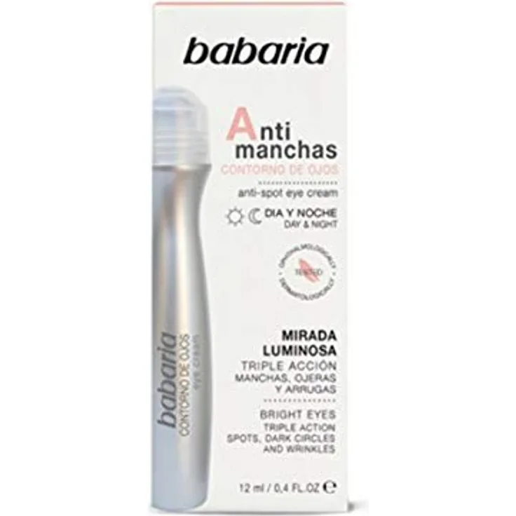 Babaria - Antimanchas Contorno de Ojos, Triple Acción Manchas, Ojeras y Arrugas, Cuidado de Día y de Noche, Apto para Todo Tipo de Pieles y Edades, Vegano - 12 ml