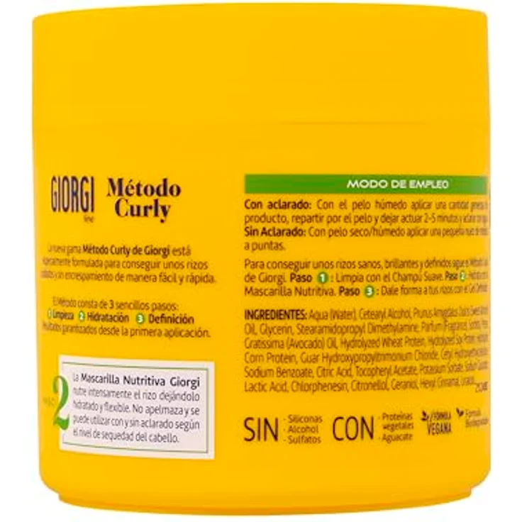 GIORGI Line Pflegende Maske für lockiges Haar, Curly-Methode, 0% Alkohol, 0% Silikone, 0% Sulfate, mit pflanzlichen Proteinen und Avocado, 350 ml – Bild 2