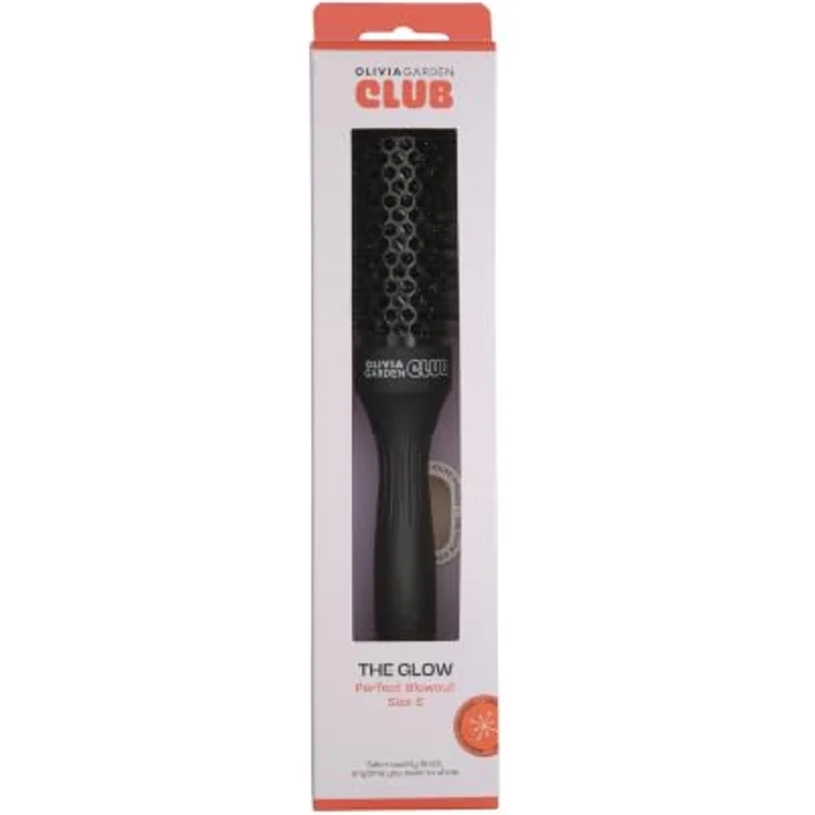 Olivia Garden Club THE GLOW Blowout Ceramic Round Brush, schwarze Rundbürste mit ergonomischem Griff und Turmalin-Ionen-Technologie – Bild 2