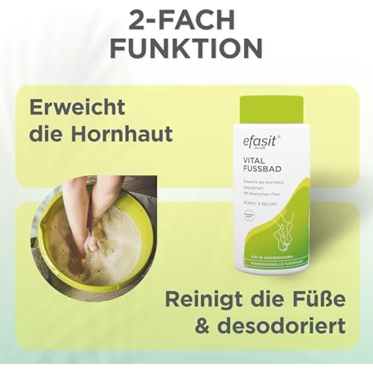 Efasit Vital Fußbad, 400g – basischer Hornhaut Badezusatz für gepflegte und entspannte Füße, bis zu 30 Anwendungen, vegan, made in Germany – Bild 4