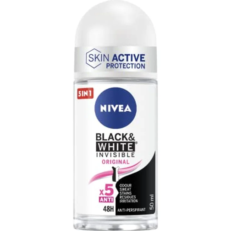Nivea Black & White Black Invisible Original Deo Roll-On, 6er Pack (6 x 50 ml), Anti-Transpirant, Parfüm, reguliert die Atmungsaktivität – Bild 2