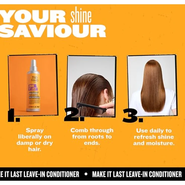 TIGI Make It Last, Ausspülfreier Conditioner im Spray für gefärbtes Haar, 200 ml, intensive Feuchtigkeit und Glanz – Bild 6
