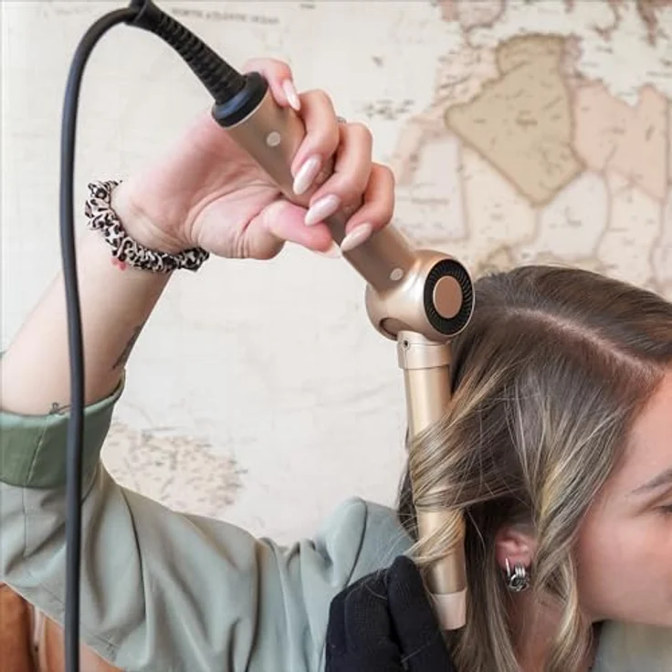 Demeliss CURL POWER Faltbarer Lockenwickler, 25 mm, 10 Temperaturstufen, digitale Anzeige, hitzebeständiger Handschuh, für alle Haartypen, ultraleicht, 180° klappbar – Bild 4
