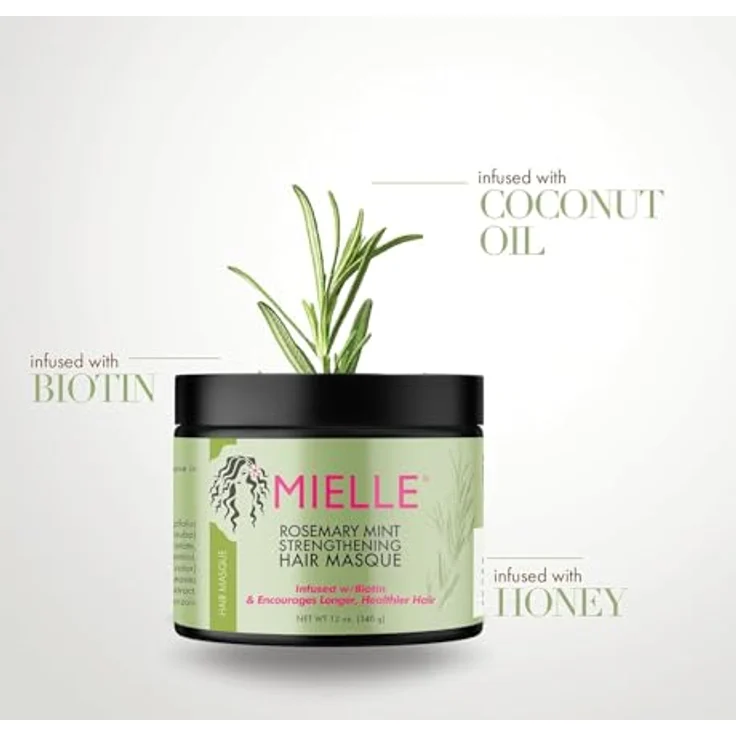 Mielle Rosemary Mint Strengthening Hair Masque, Haarmaske mit Biotin für Haarwachstum, 340g – Bild 3