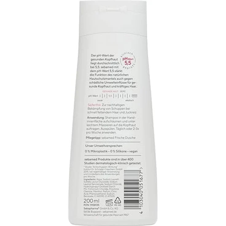 Sebamed Antischuppen Shampoo Plus, 200 ml, bis zu 95% weniger Schuppen, bekämpft fettiges Haar und Juckreiz, pH 5,5 – Bild 2