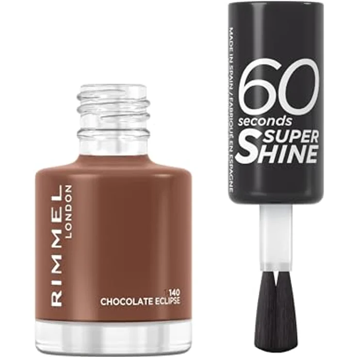 Rimmel London 60 Seconds SuperShine Nagellack - 140 - Chocolate Eclipse, 8ml - Schnelltrocknend, 3-in-1-Technologie, intensive Farben – Bild 2