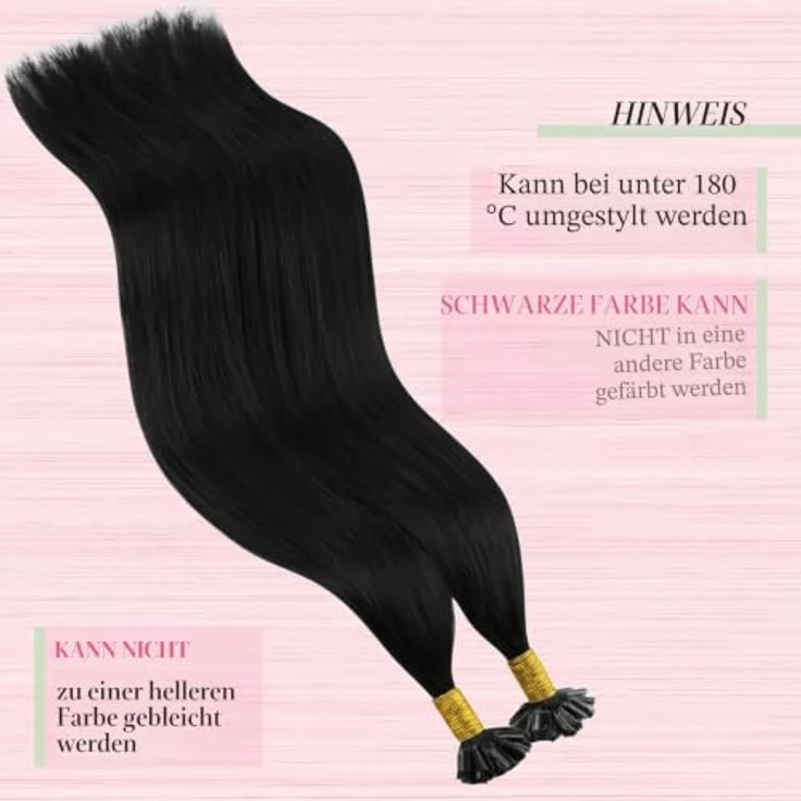 YoungSee U-Tip Extensions, 50g Echthaar Bondings in Schwarz, 45cm, mit natürlicher Keratinbindung für nahtlose Integration – Bild 5