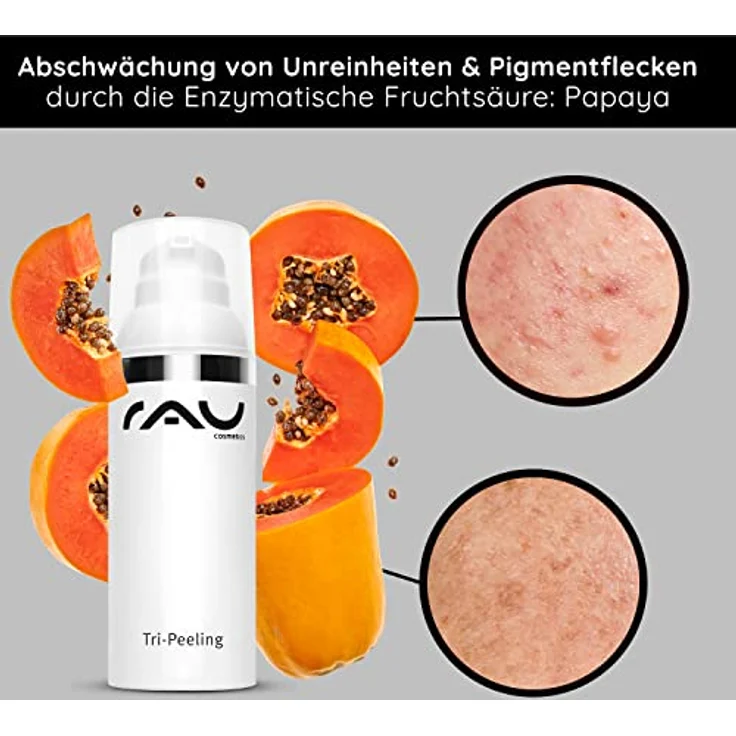 RAU Cosmetics Peeling Gesicht Enzympeeling & Fruchtsäurepeeling Tri-Peeling 50 ml - Gesichtspeeling mit Papaya & Weißer Tee - Anti-Aging, Tiefenreinigung, Anti-Pickel - Aufhellung von Pigmentflecken – Bild 3