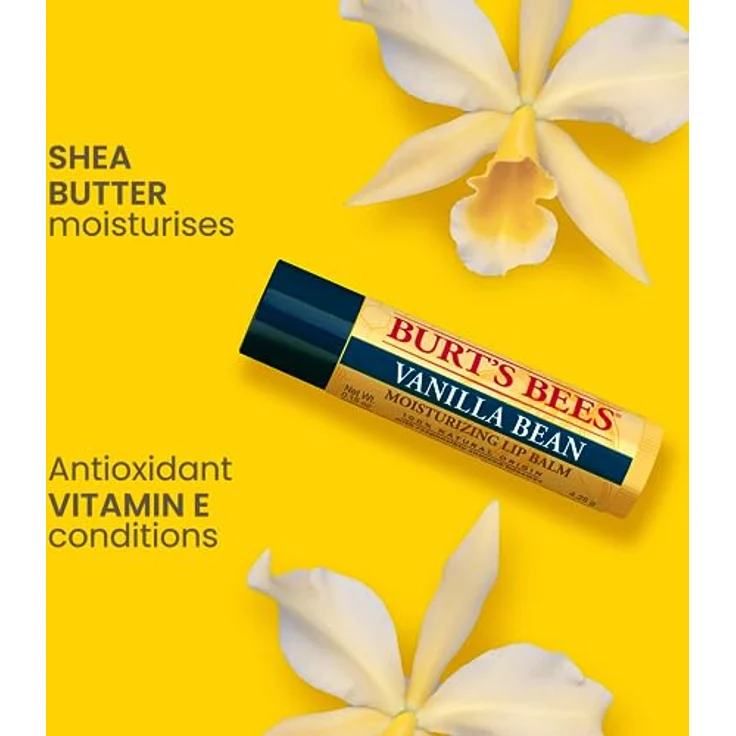 Burt's Bees Lippenbalsam-Multipack, Geschenkset mit Bienenwachs und Vitamin E, 100 % natürliche Inhaltsstoffe, 4 Geschmacksrichtungen (Bienenwachs, Vanillebohne, Gurke-Minze, Kokosnuss-Birne), 4 x 4,25 g – Bild 4