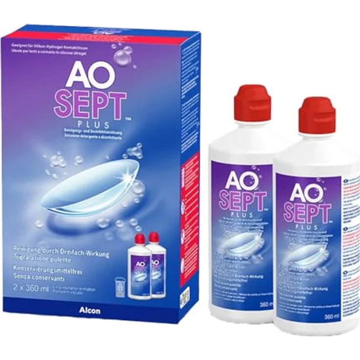 Alcon Aosept Plus 2 x 360 ml Peroxid-System für weiche & harte Kontaktlinsen, inkl. 2 Aufbewahrungsbehälter - Preisvergleich – Bild 3
