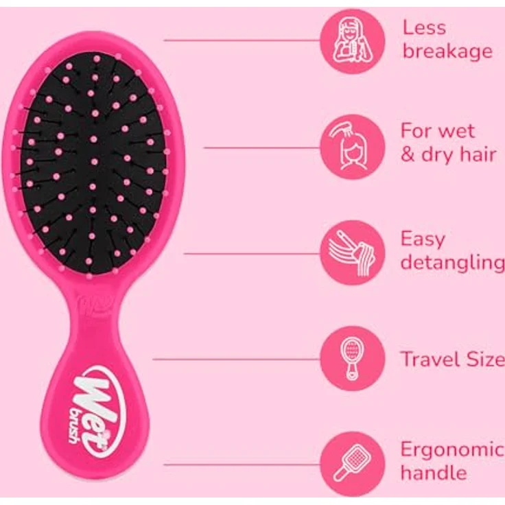 Wet Brush Wetbrush Mini, Original Pink, Haarbürste mit ultraweichen IntelliFlex-Borsten zur schonenden Entwirrung – Bild 4