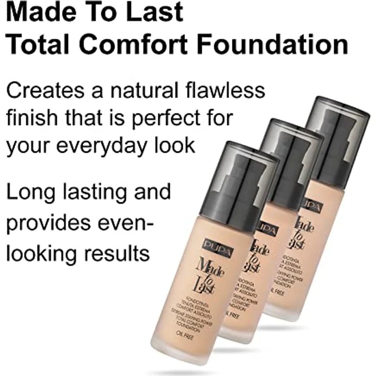 PUPA Milano Made to Last Flüssig Make-up, 30 ml, langlebig, Farbton 060 GOLDEN BEIGE, deckt Hautunregelmäßigkeiten ab – Bild 2