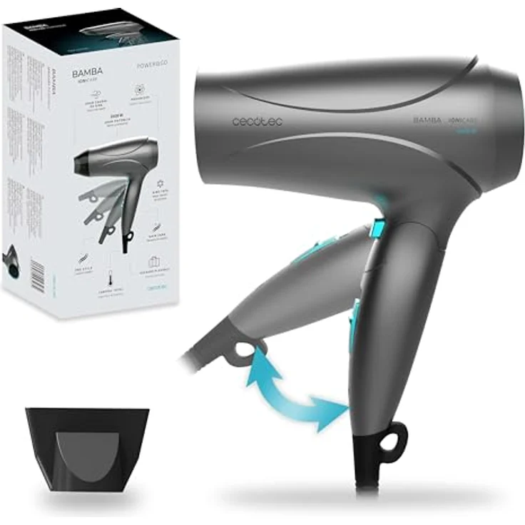 Cecotec IoniCare Power&Go Kompakt-Haartrockner, 2400 W, DC-Motor, klappbarer Griff, Ionisator-Funktion, Kaltluftfunktion, HairCare-Technologie – Bild 1