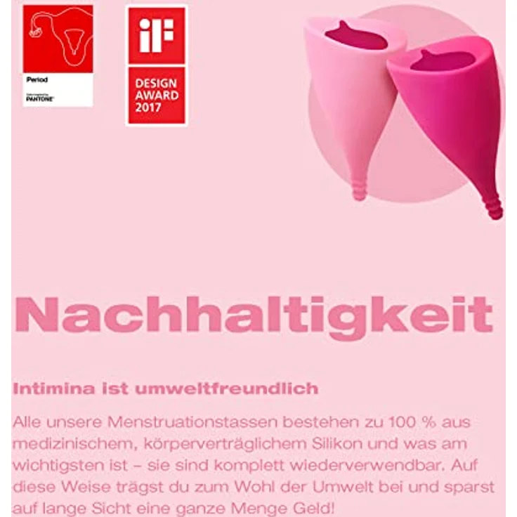 Intimina Ziggy Cup 2 B Menstruationstasse, 76 ml, hypoallergenes Silikon, wiederverwendbar, geeignet für Sport und Schwimmen während der Menstruation – Bild 6