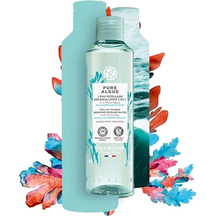 Yves Rocher PURE ALGUE 2-in-1 Mizellenwasser, mit Mikroalgen, entfernt sanft Make-up und pflegt die Haut, 1 x 200 ml Flacon – Bild 2