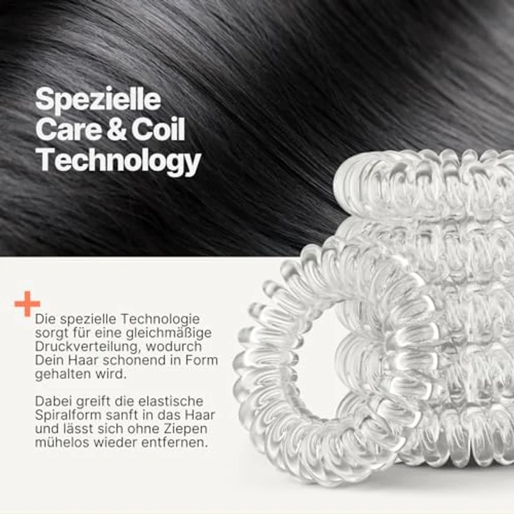 IMPERIO Spiral Haargummi, Premium Haargummi für Damen & Mädchen, transparent klein, verhindert Haarbruch, Spliss & Verknotungen – Bild 5