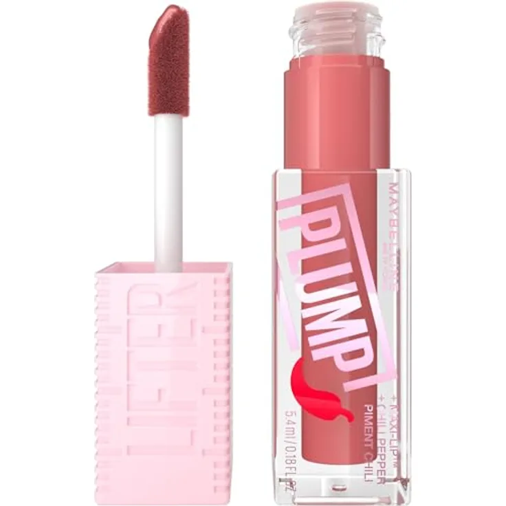 Maybelline New York Lifter Plump Glänzender Lipgloss für sichtbar vergrößerte Lippen, Falten mildernd, Mit Maxilip und Chili, Nr. 005 Peach Feaver, 5,4 ml