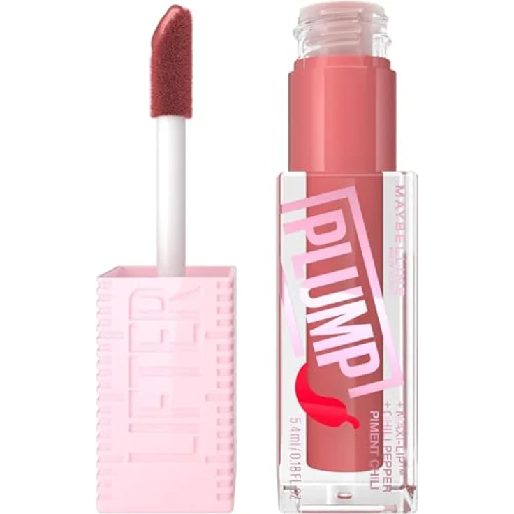 Maybelline New York Lifter Plump Glänzender Lipgloss für sichtbar vergrößerte Lippen, Falten mildernd, Mit Maxilip und Chili, Nr. 005 Peach Feaver, 5,4 ml – Bild 1