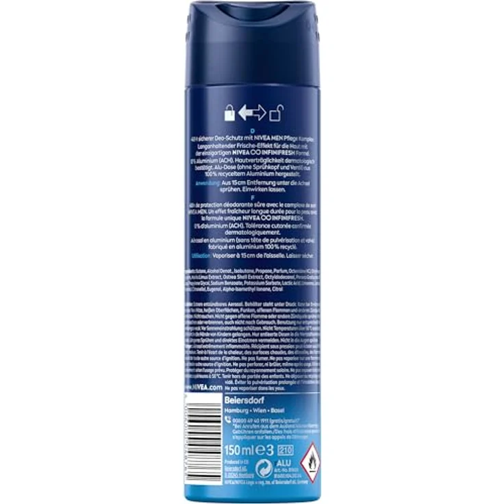 Nivea Men Fresh Active Deo Spray, Deodorant mit INFINIFRESH Formel und Meeresextrakten, 48h Schutz (150 ml) – Bild 2