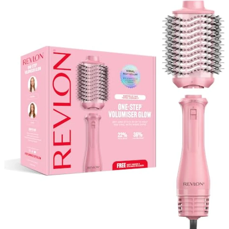 Revlon One Step Volumiser Glow RVDR5375, Haartrockner mit Tourmaline-Keramikbeschichtung, pink – Bild 1