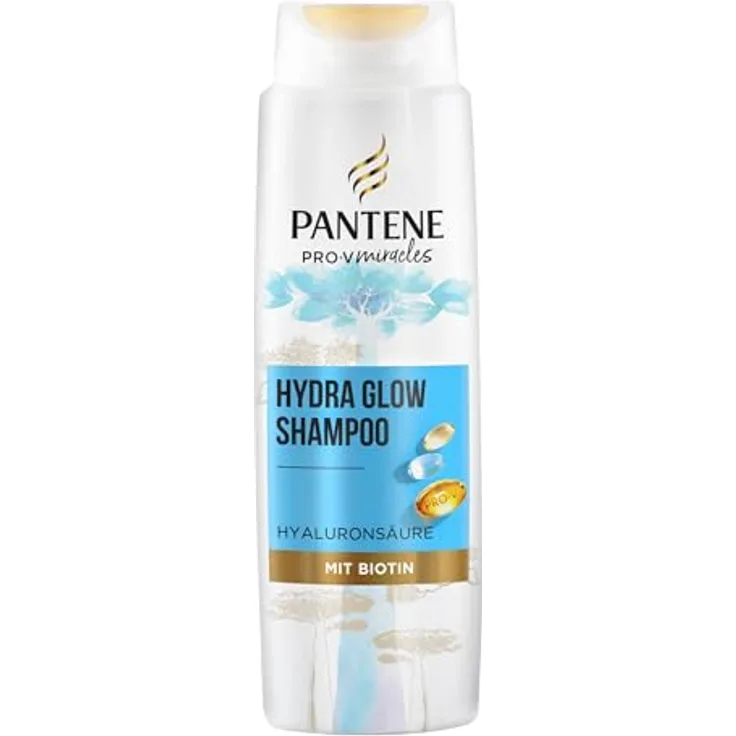 Pantene Pro-V Hydra Glow Feuchtigkeitsspendendes Shampoo mit Biotin 250ml - Pro-V Miracles Shampoo für Trockenes, Geschädigtes Haar, mit Hyaluronsäure, spendet Feuchtigkeit, mit Vitamin B5