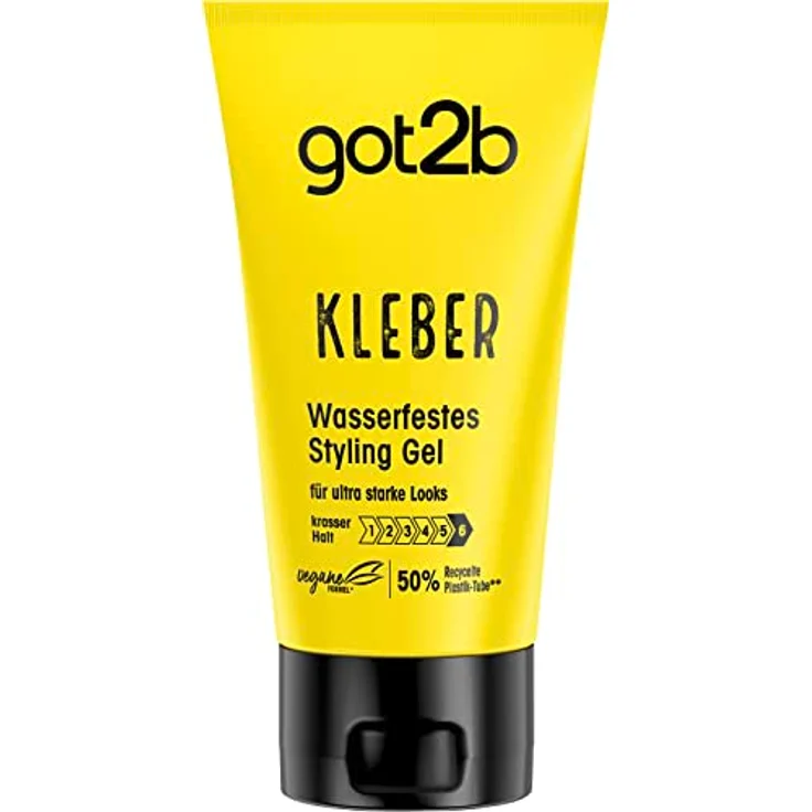 got2b Kleber Haar Gel Halt 6 (150 ml), wasser- und schweißfestes Styling Gel für krassen Halt, hart wie Beton bis zur nächsten Haarwäsche, für vertikale und Sleek Looks – Bild 2