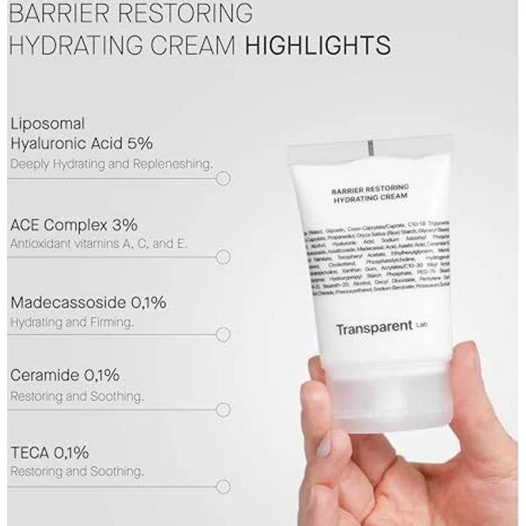 Transparent Lab Barrier Restoring Hydrating Cream, ultra-feuchtigkeitsspendende Gesichtscreme mit Hyaluronsäure und Antioxidantien, 50ml – Bild 6