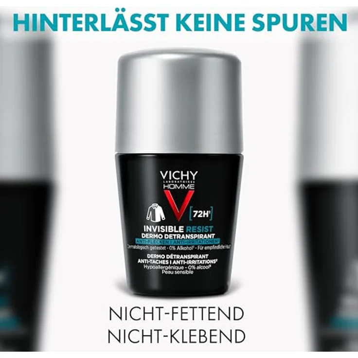 VICHY Vichy Homme Deo Roll-on 72h AT Invisible, Deo-Roll-on für Männer, Schweißhemmend, Besonders hautfreundlich, Keine Spuren auf der Kleidung, Ohne Alkohol, Für empfindliche Haut, 50 ml – Bild 5