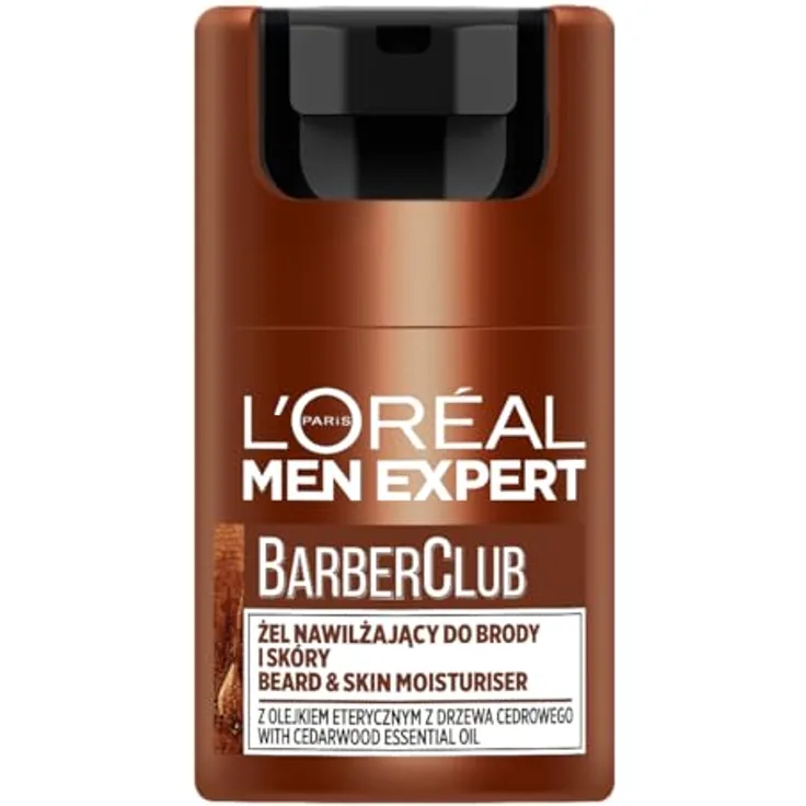 L'Oréal Paris Men Barber Club Feuchtigkeitsgel für Kinn und Haut, 50 ml - Mit natürlichen ätherischen Ölen, reduziert Trockenheit