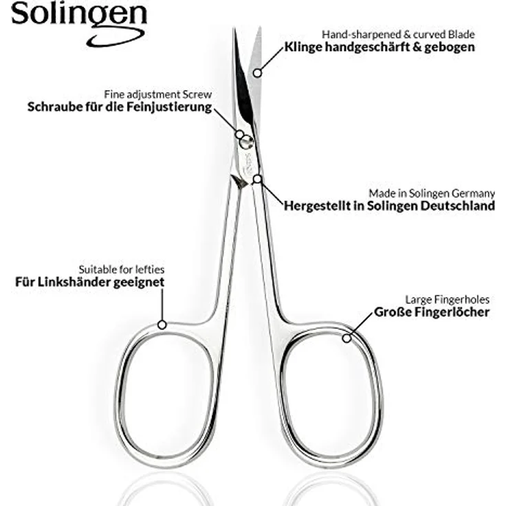 marQus Hautschere Solingen, extra scharf mit gebogener Schneide im Kunstledere etui, für Fingernägel und Nagelhaut – Bild 2